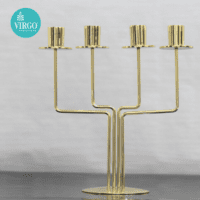 QUAD Tapered Candle Holder Four Candles, Champagne Gold - 1